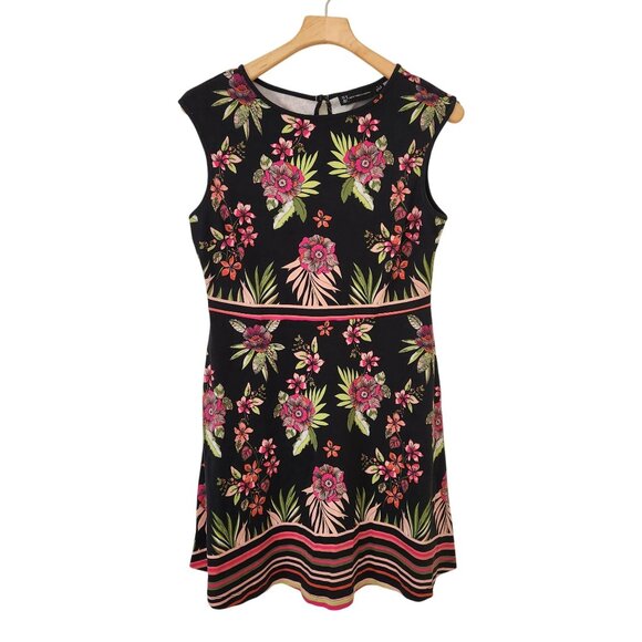 New York & Company Dresses & Skirts - New York & Company Floral Print Sleeveless Dress Black Pink Casual Comfy Cute